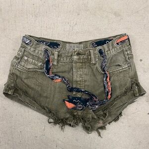 We The Free Olive Jean Shorts with Distressed Hem